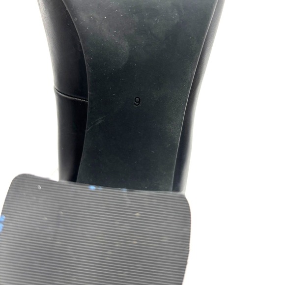 Tory Burch Chelsea Block Heel Pump Black Napa Leather Gold Logo Women's Size 9 - Picture 8 of 8